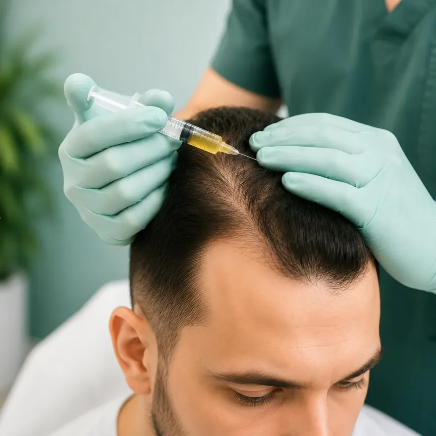 PRP is injected into thinning areas of the scalp